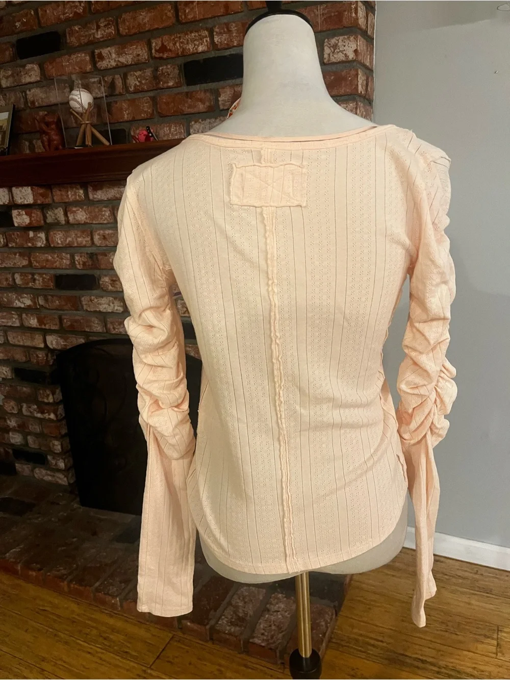 We The Free Peach Long-Sleeve Ruched Henley Top - Picture 3 of 4